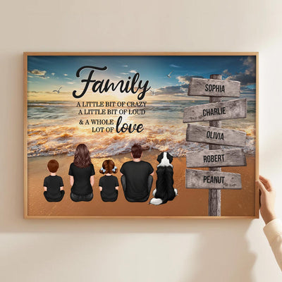 Beach Landscape Family A Little Whole Lot of Love Sign Posts Personalized Poster, Home Decoration, Gift For Family