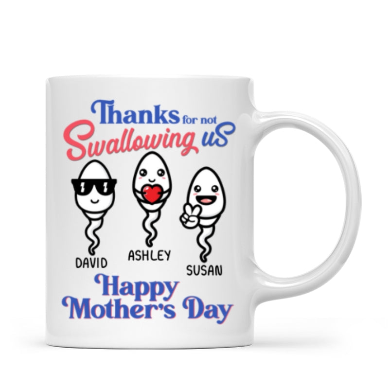 Thanks For Not Swallowing Us Funny Mother‘s Day Gift Personalized Mug