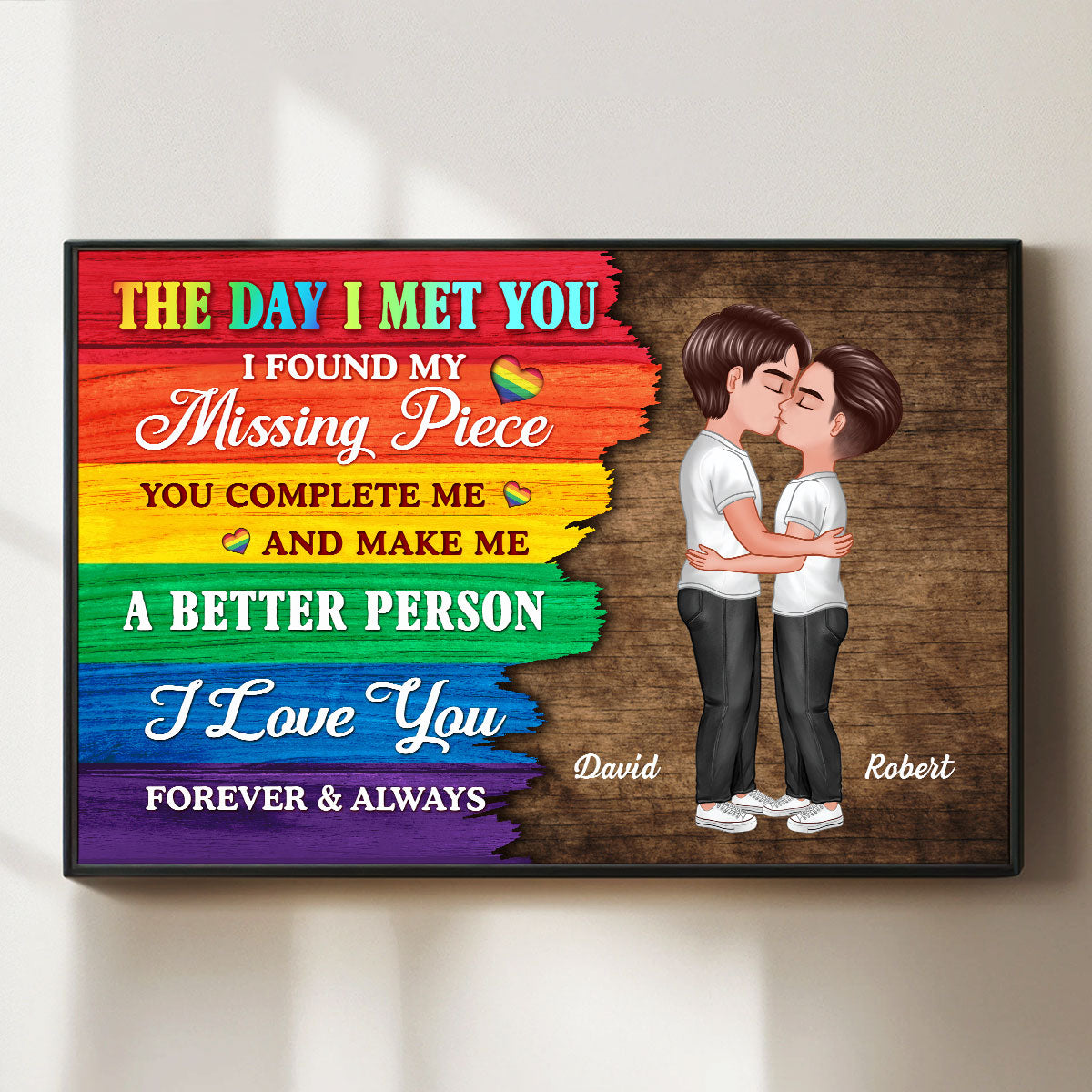 Half LGBT Flag Couple The Day I Met You Pride Month Personalized Poster, Gift For Couple