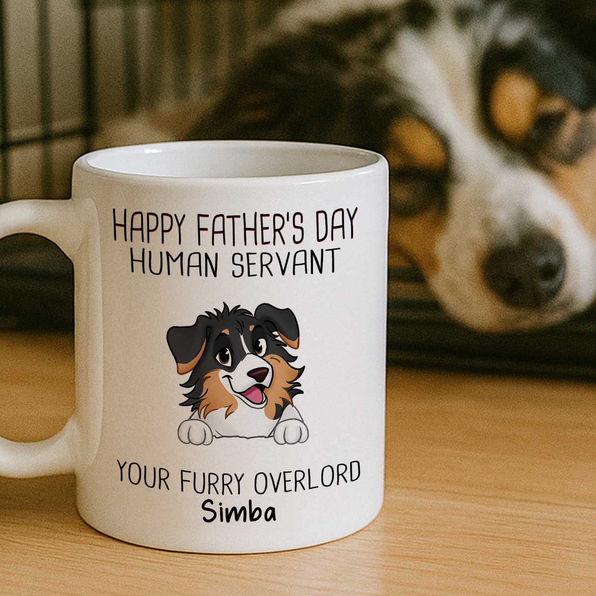 Happy Father‘s Day Human Servant Funny Cute Dogs Personalized Mug, Gift For Dog Dad