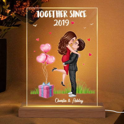 Hugging Couple Balloon Personalized Acrylic LED Lamp Night Light