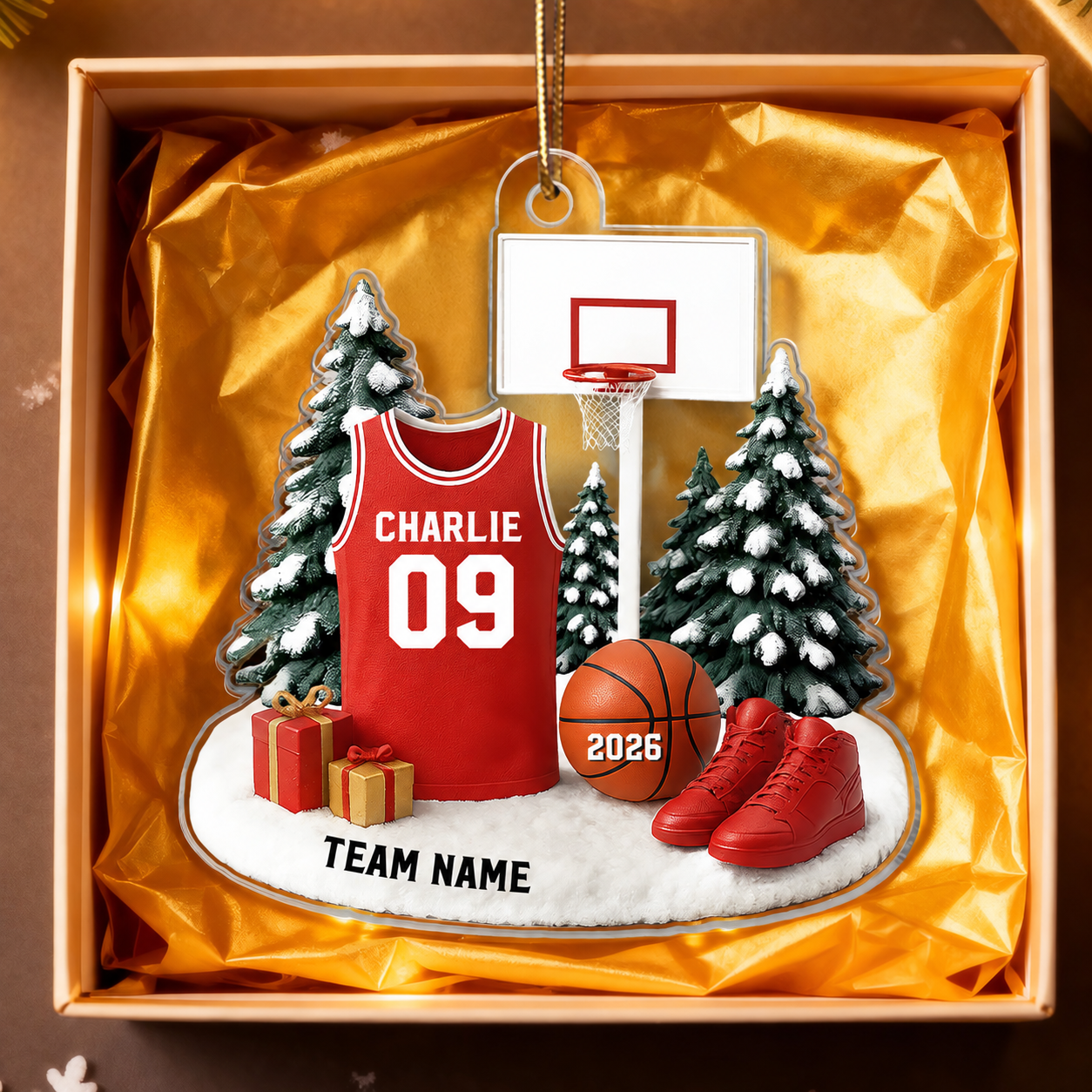 3D Effect Basketball Player Uniform - Personalized Acrylic Ornament - Gift For Basketball Lovers