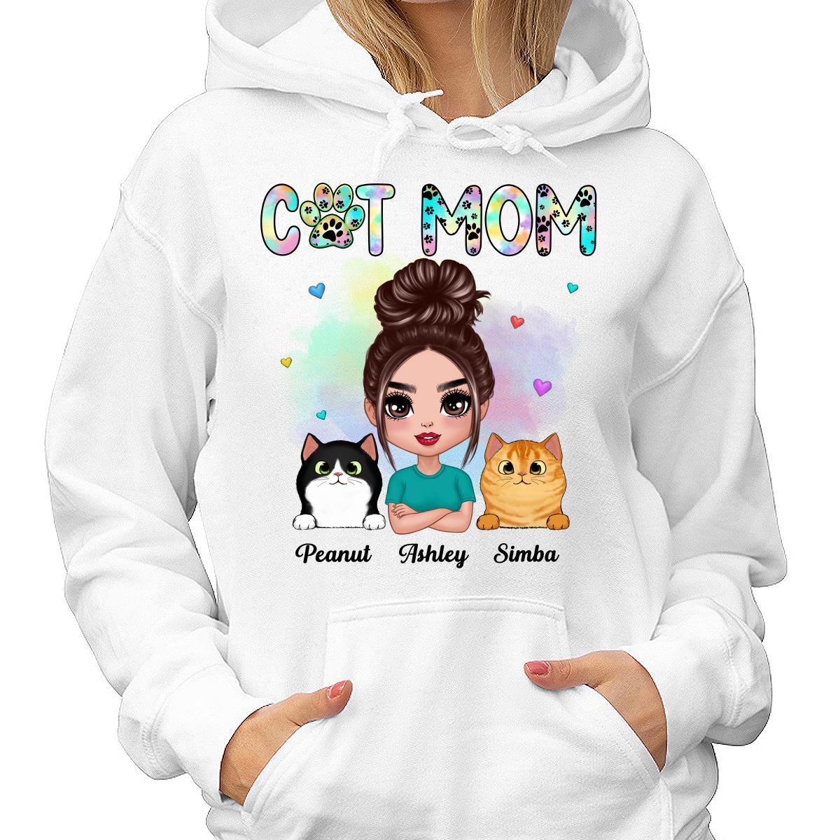 Pastel Paw Patterns Doll Cat Mom Fluffy Cats Personalized Shirt