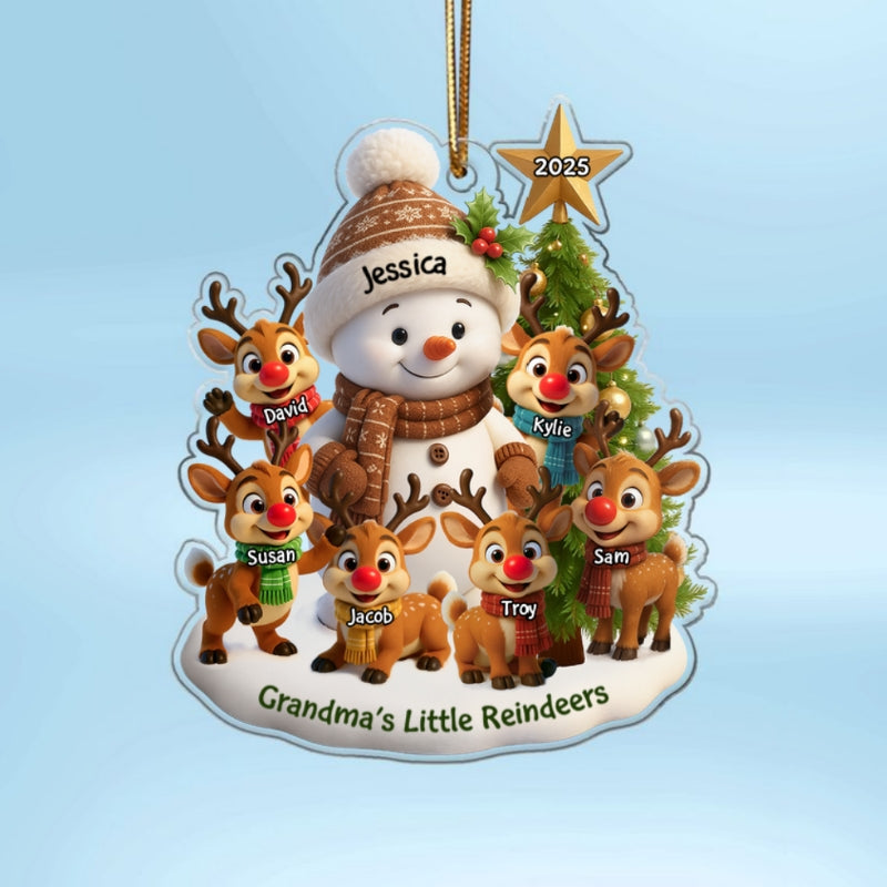 Grandma's Little Reindeers Personalized Acrylic Ornament, Christmas Gift for Grandma