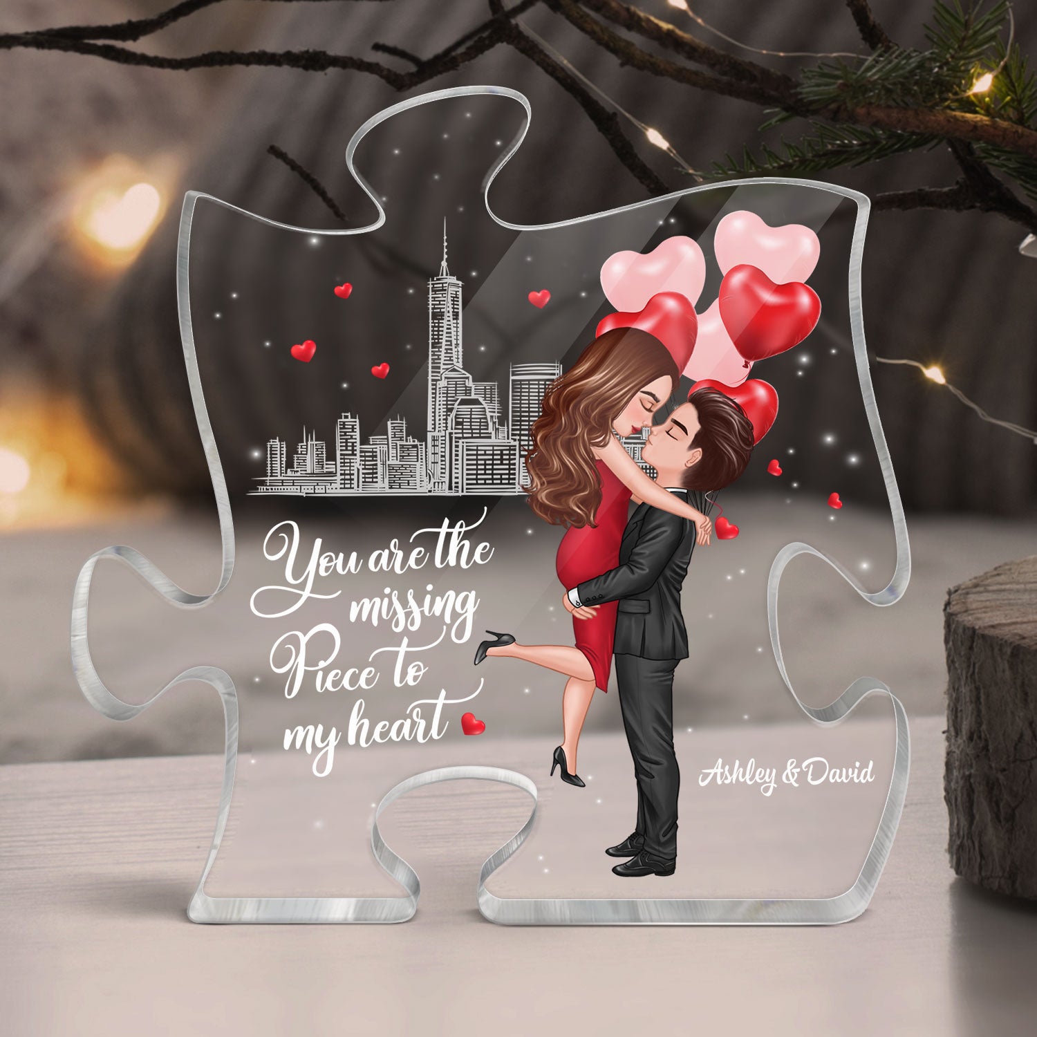 The Missing Piece To My Heart - Personalized Acrylic Block Plaque - Anniversary Gift For Him, Gift For Her