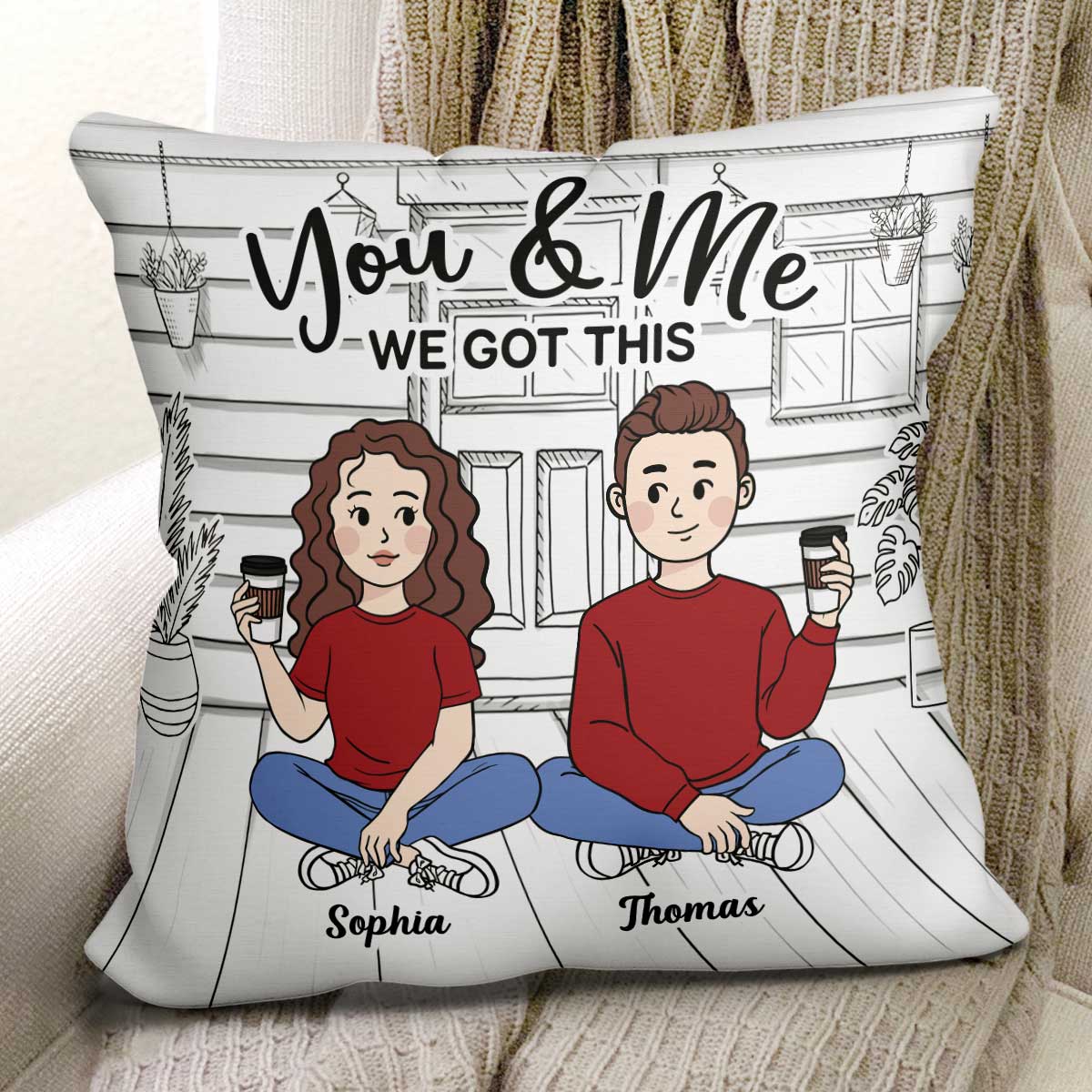 Cartoon Couple We Got This Personalized Pillow