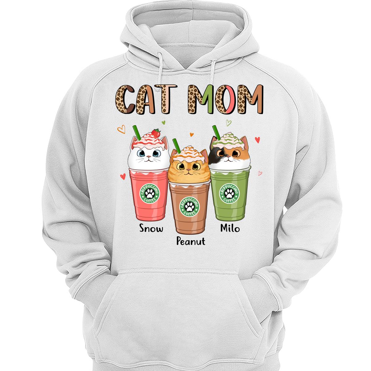 Colorful Half Leopard Cat Mom Catpuccino Coffee Personalized Shirt