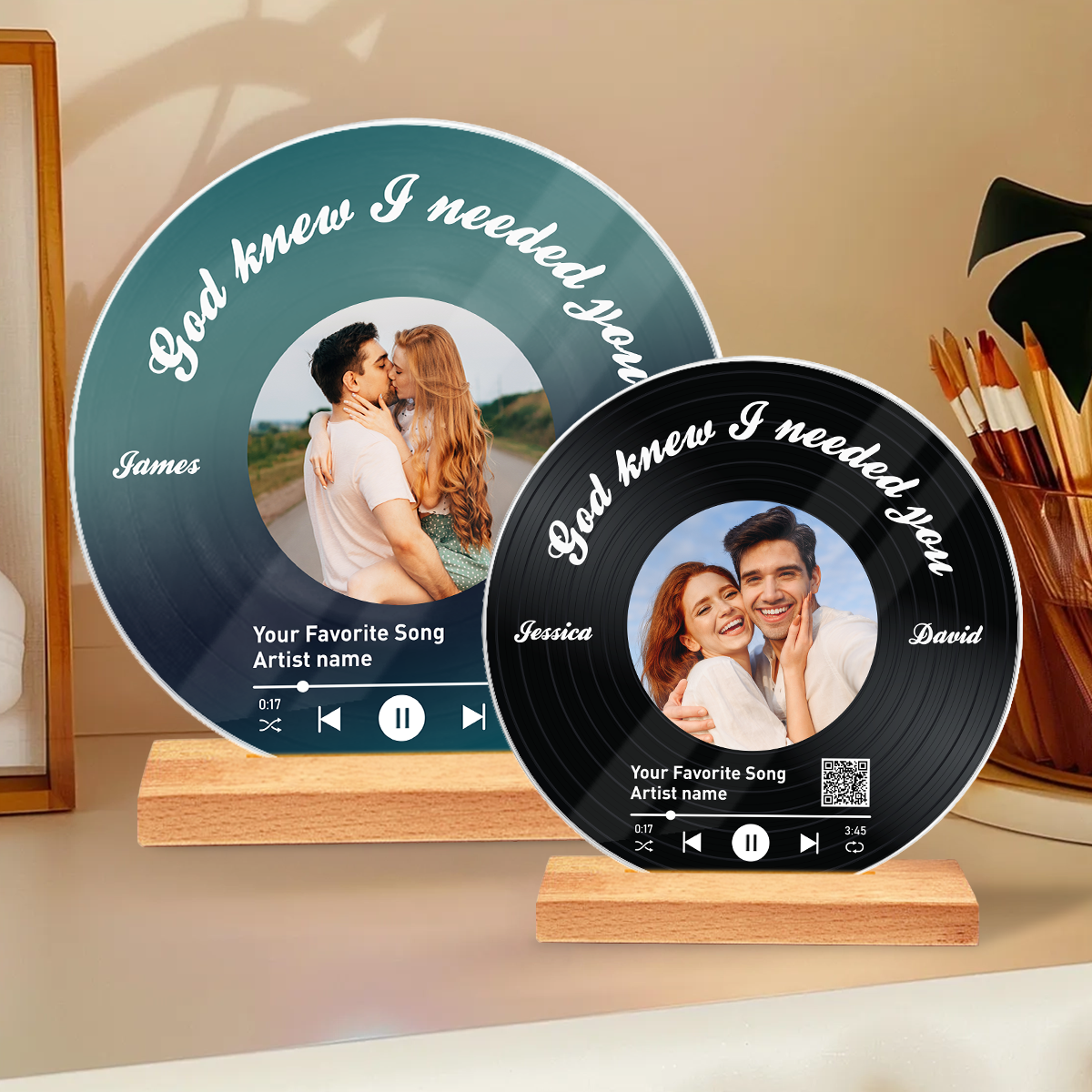 Couple Wedding Song Vinyl Photo Acrylic Song Plaque, Personalized Gift For Her, For Him, Heartfelt Wedding Gift, Anniversary Gift