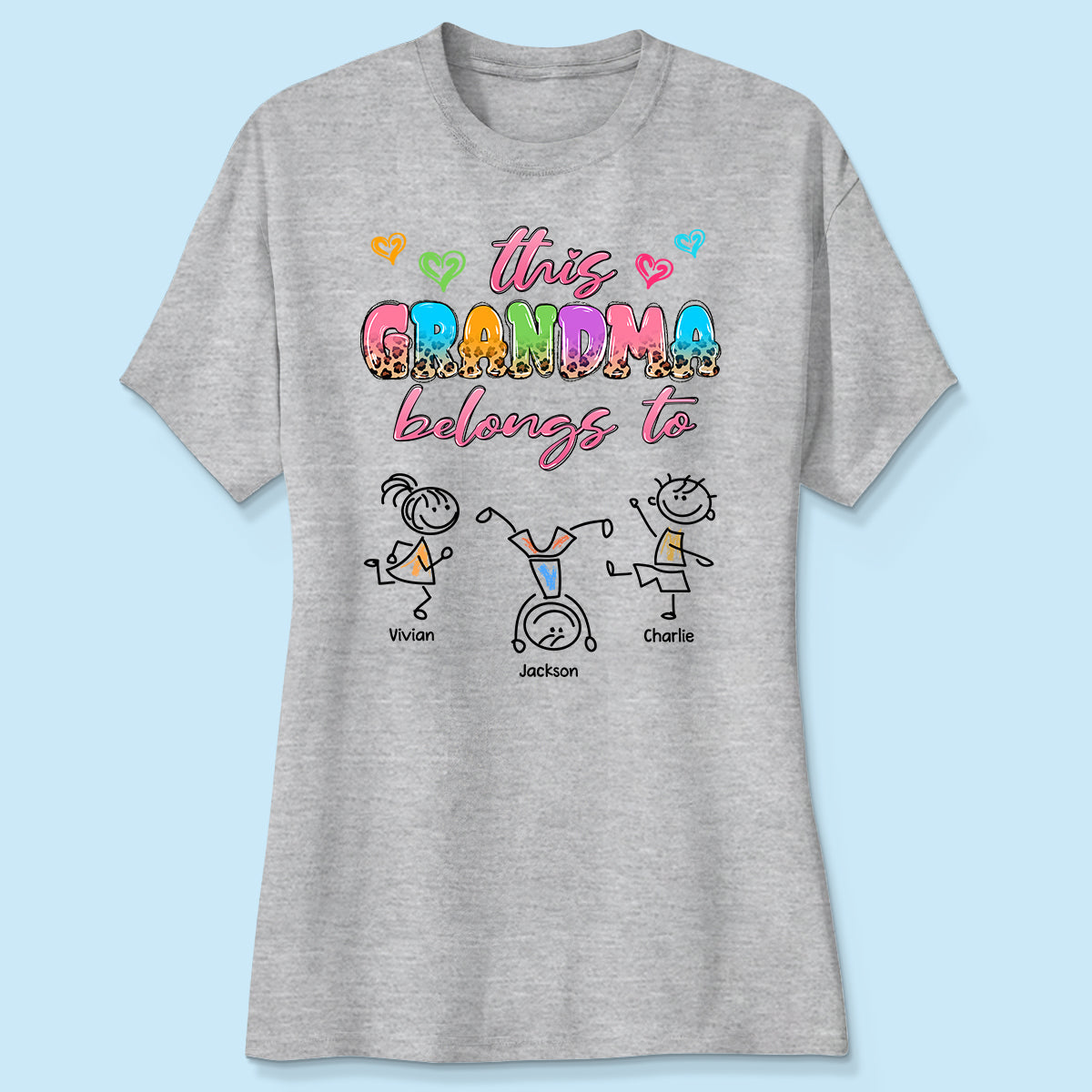 This Grandma Mom Colorful Half Leopard Drawing Personalized Shirt