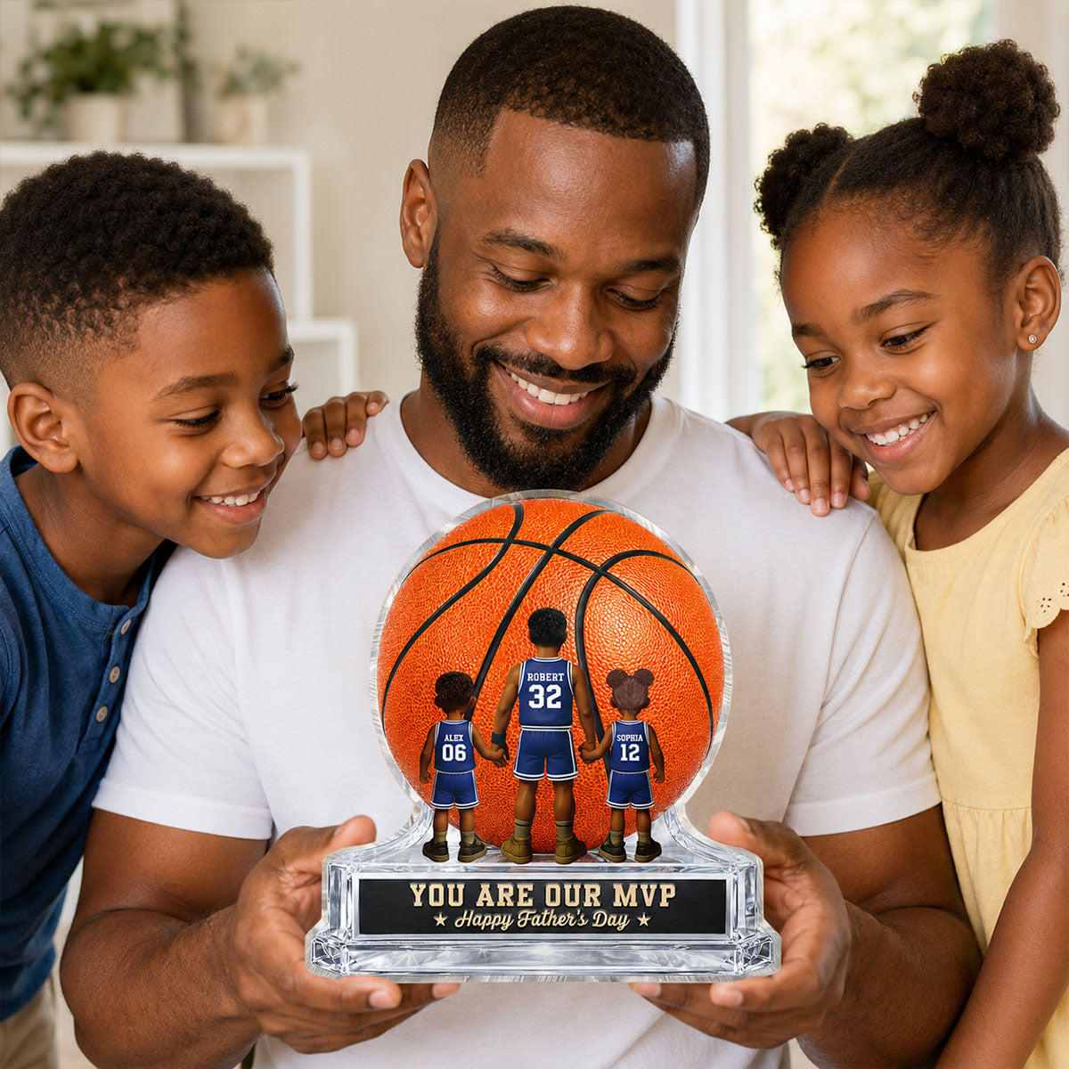 Basketball No 1 Dad Legend You Are Our MVP - Personalized Acrylic Block Plaque - Father's Day Gift For Dad, Husband, Basketball Fans