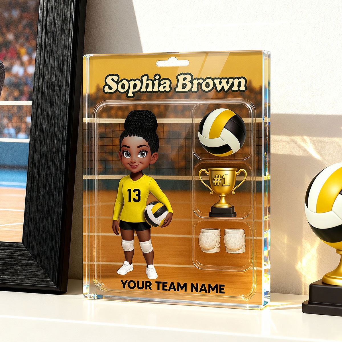 3D Effect Volleyball Player Custom Figure Style - Personalized Acrylic Block Plaque - Unique Christmas Gift For Volleyball Players, Granddaughter, Daughter
