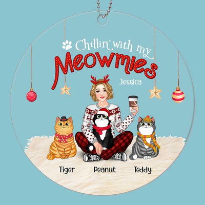 Cat Mom Pretty Girl Personalized Acrylic Ornament