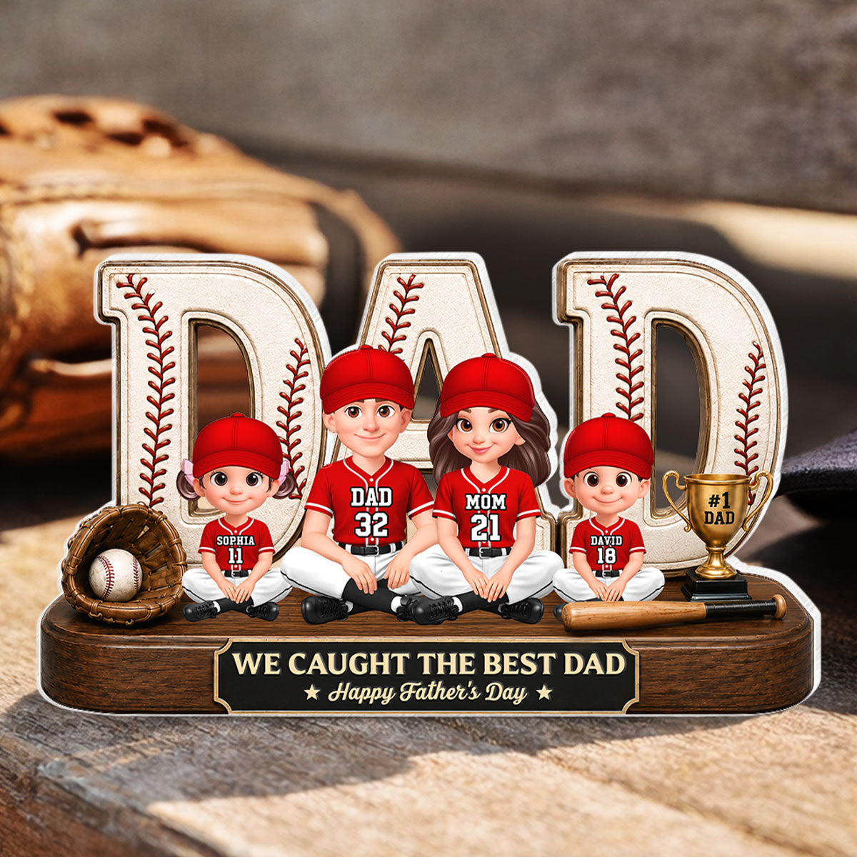 Baseball Legend Daddy's Dream Team - Personalized Acrylic Block Plaque - Father's Day Gift For Dad