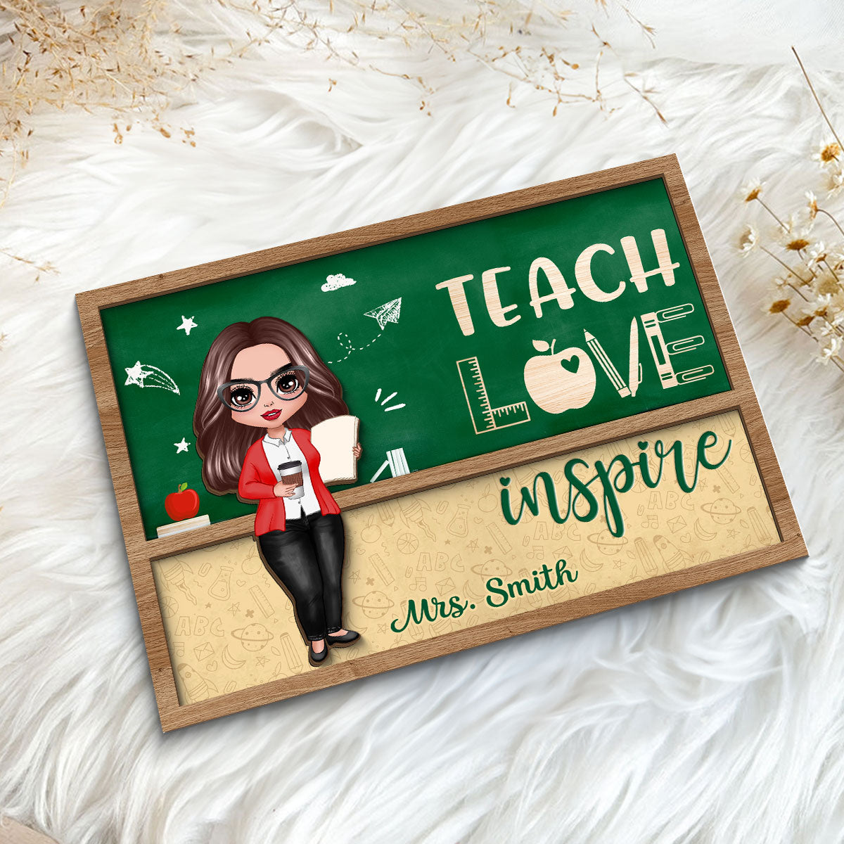 Teacher Green Board Personalized 2-Layer Wooden Plaque, Gift For Teacher, Appreciation Gift