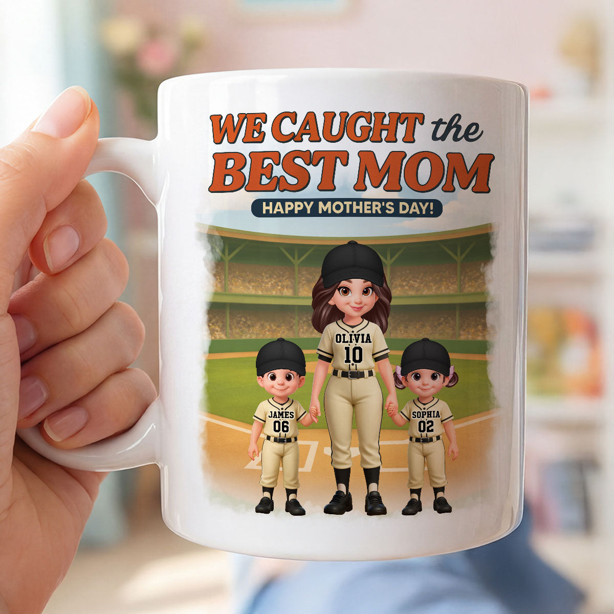 Baseball We Caught The Best Mom - Personalized Mug - Mother's Day Gift For Baseball Mom