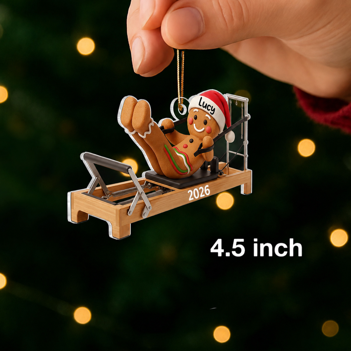 Gingerbread Pilates - Personalized Acrylic Ornament - Christmas Gift for Pilates Lover