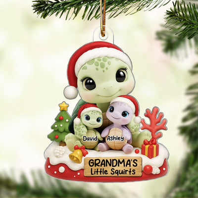 Grandma's Little Squirt Turtle Personalized Acrylic Ornament, Christmas Gift for Grandma