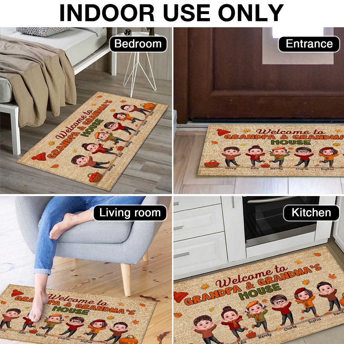 Fall Season Welcome To Grandma Grandpa House Personalized Doormat