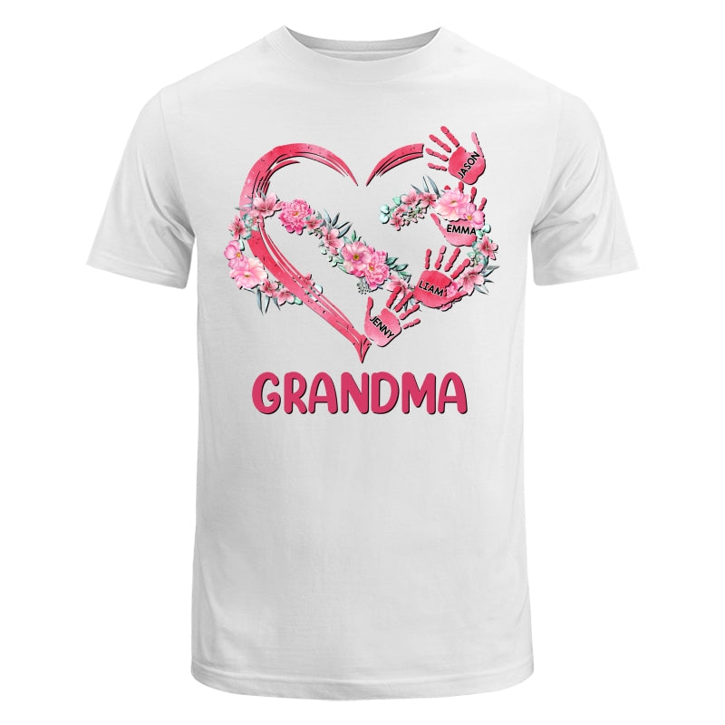 Grandma Mom Infinity Flowers Heart Hands Personalized Shirt