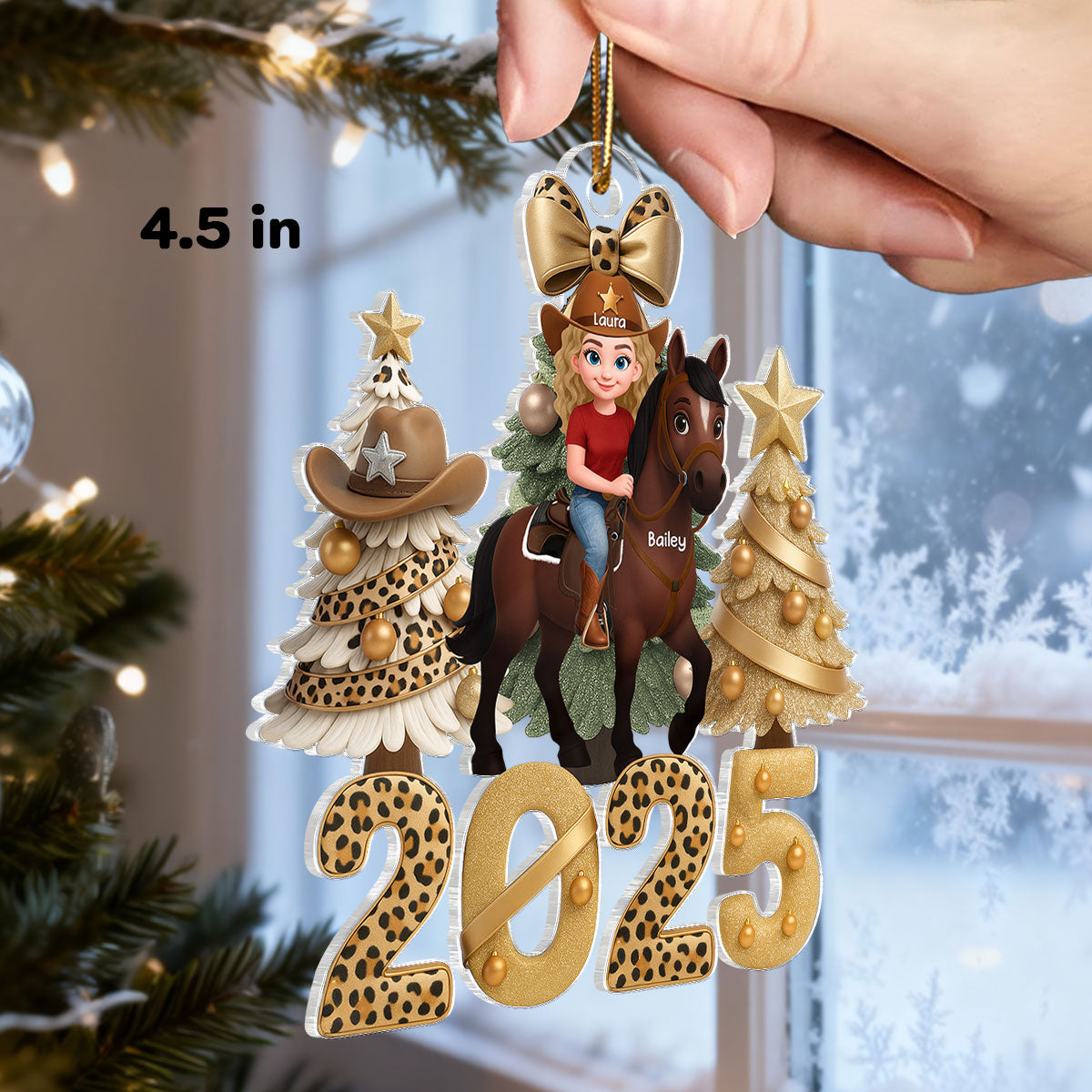2025 Western Vibe Christmas Girl & Horse - Personalized Acrylic Ornament