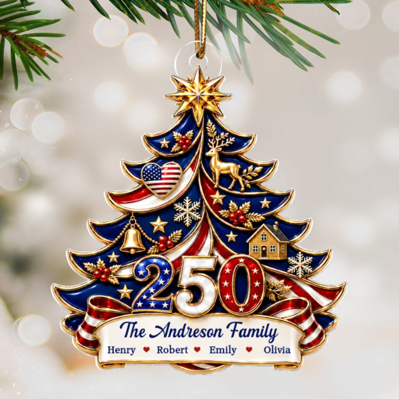 Trending American 250th Anniversary - Personalized Acrylic Ornament - Christmas Gift For Family