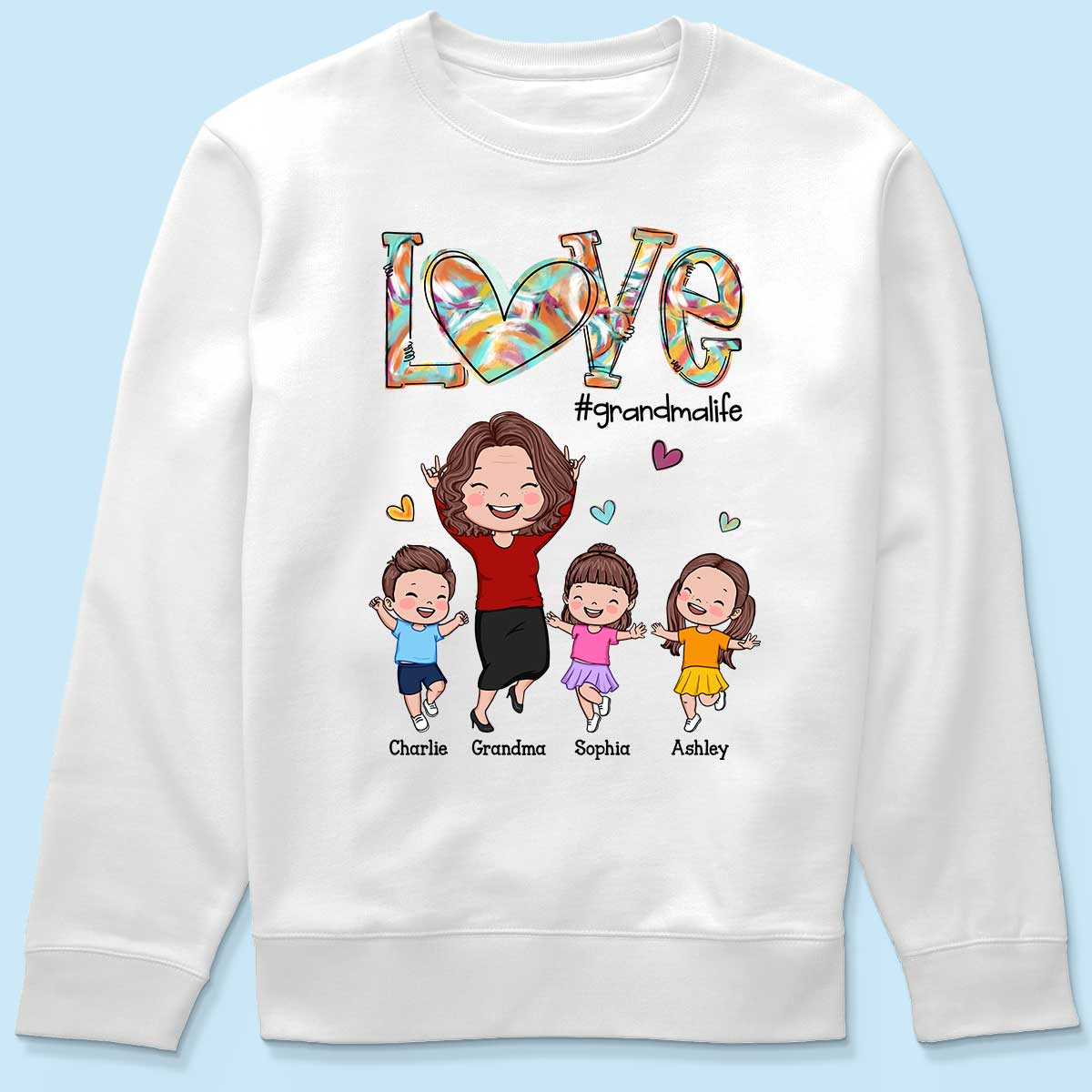 LOVE Grandma Life Colorful Painting Heart Personalized Shirt