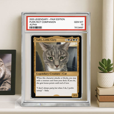Custom Pet Photo Fantasy Trading Card Style Personalized Acrylic Block Plaque, Gift For Pet Lover