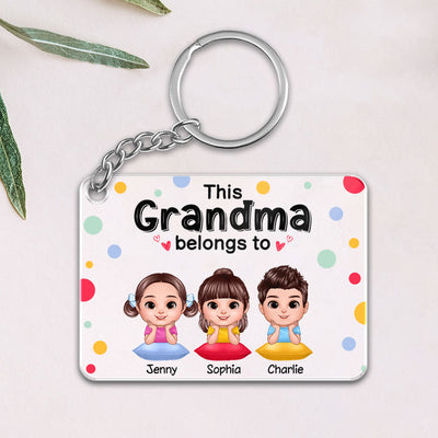 This Grandma Mom Belongs To Cute Doll Kids Personalized Acrylic Keychain