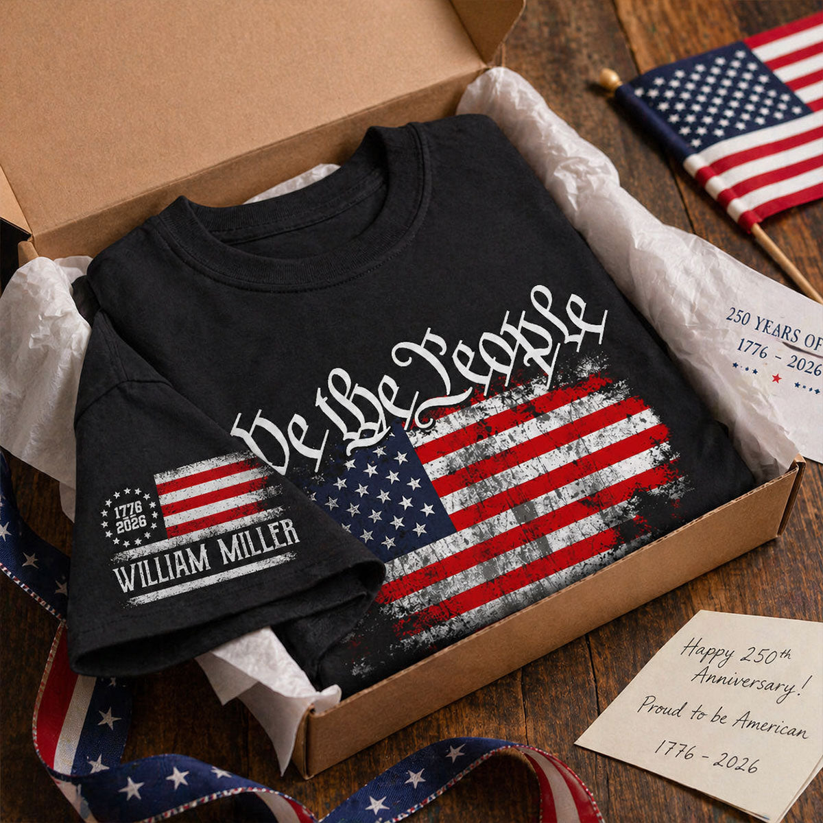 We The People Custom Name - Personalized Sleeve Printed Shirt - United States 250th Anniversary USA Patriotic