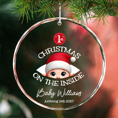 Personalized Baby's First Christmas On the Inside Glass Ornament, Custom Pregnancy Reveal Ornament, Expecting Parents
