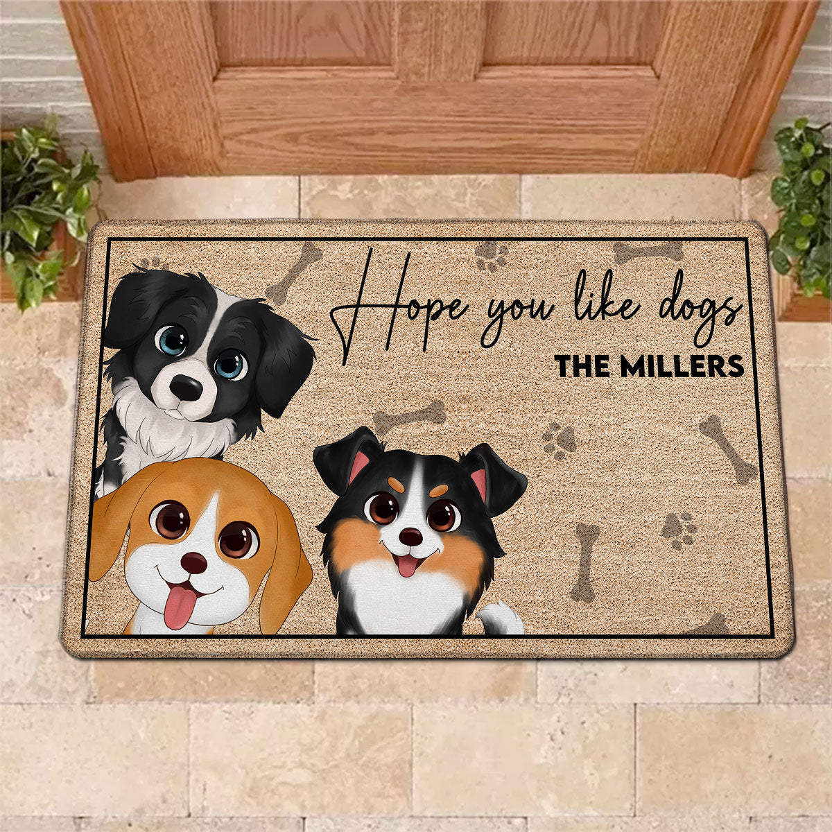 Hope You Like Dogs Watercolor Cute Dog Peeking Personalized Doormat