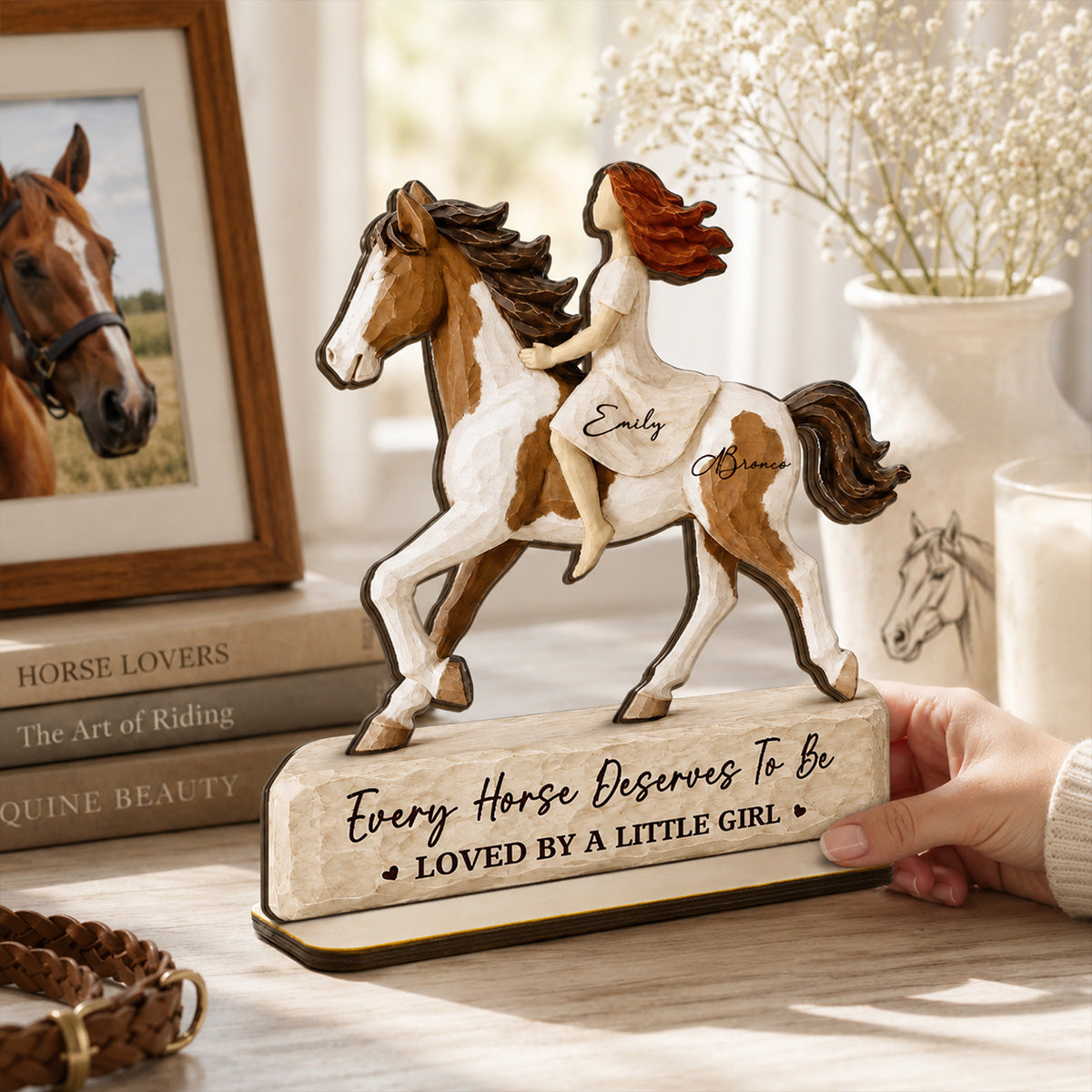 Girl Riding Horse 2D Flat - Personalized 2-Layered Wooden Plaque - Keepsake Gift For Horse Lover