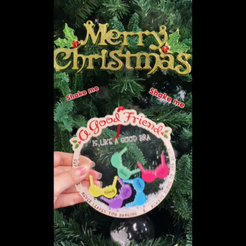 A Good Friend Is Like A Good Bra, Funny Cute Personalized Shaker Ornament For Besties, Sisters