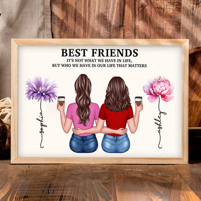 Besties Watercolor Birth Month Flowers Gift For Best Friends Personalized Horizontal Poster