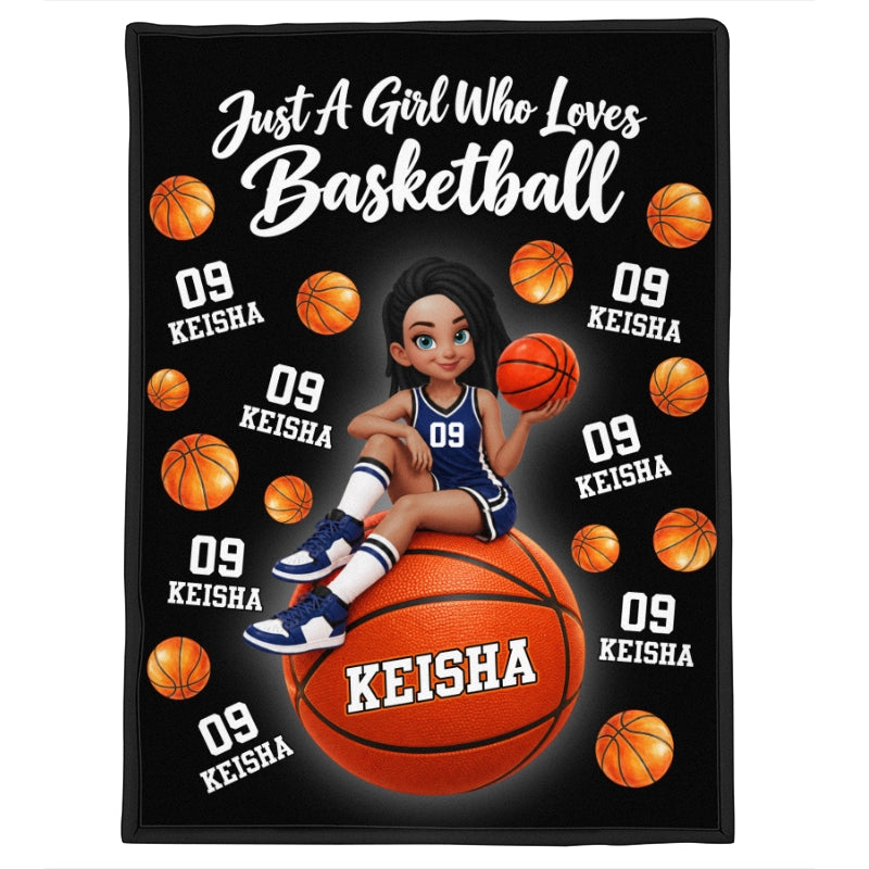 Proud Basketball Player Slay Girl Custom Name & Number - Personalized Fleece Blanket - Christmas Gift For Volleyball Players, Granddaughter, Daughter