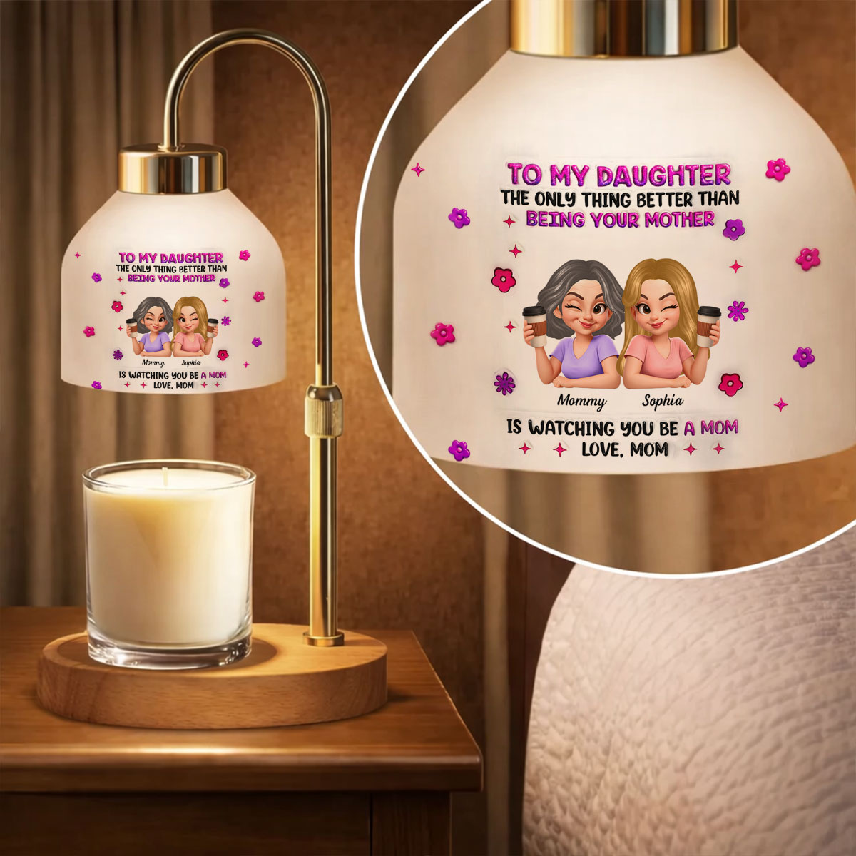 Watching You Be A Mom Mother Daughter - Personalized Candle Warmer Lamp - Heartfelt Mother's Day Gift for Daughter