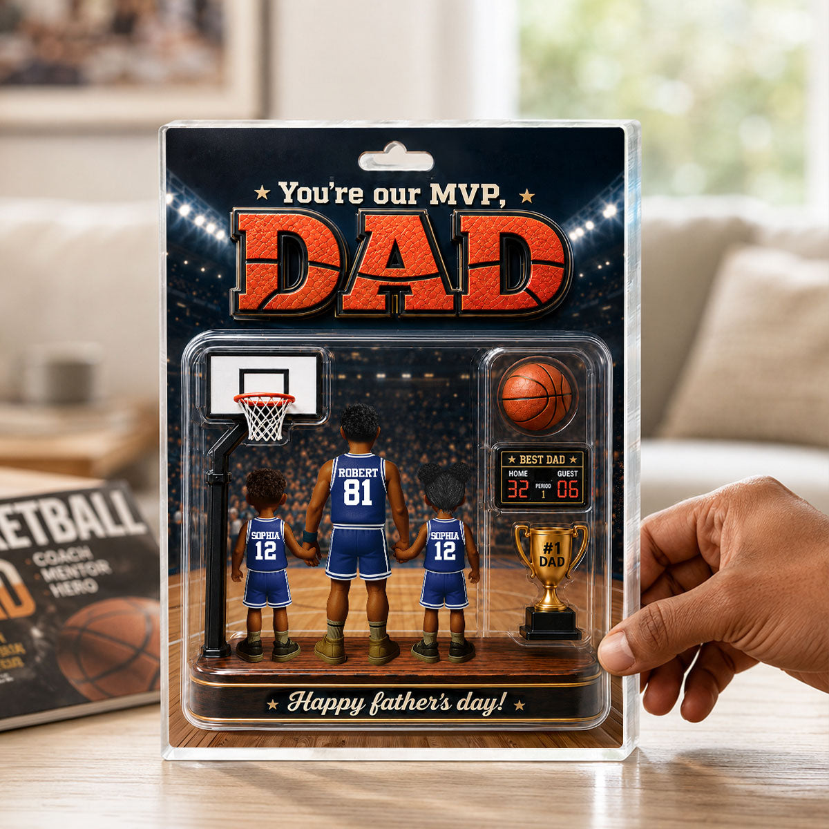 You Are Our MVP Basketball Dad, Custom Action Figure - Personalized Acrylic Block Plaque - Father's Day Gift for Dad, Husband