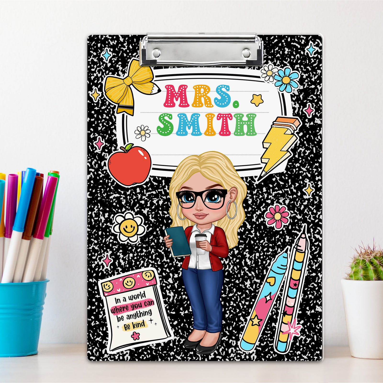 Custom Teacher Clipboard Composition Book With Name, Personalized Teacher Gifts, Teacher Appreciation, Back To School Gift