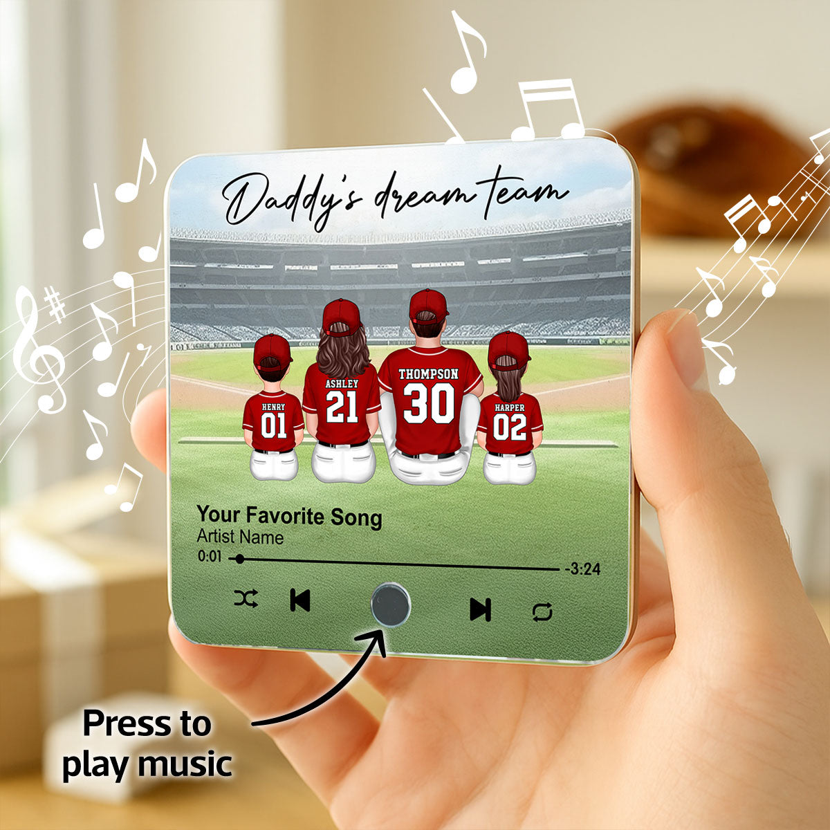 We Caught The Best Dad Man & Kids Sitting Personalized Music Fridge Magnet