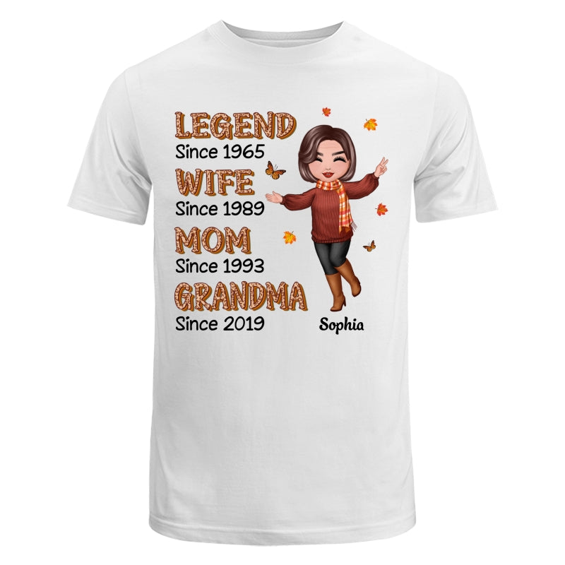 Fall Season Half Leopard Happy Doll Woman Legend Wife Mom Grandma Personalized Shirt