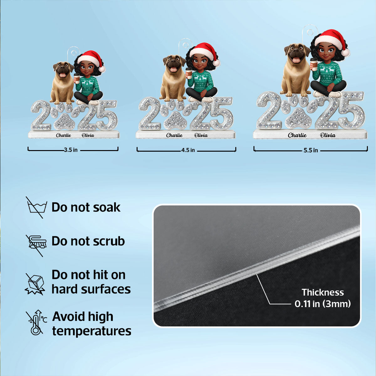 3D Shining Effect Christmas Dog Mom - Personalized Acrylic Ornament - Gift For Dog Lovers