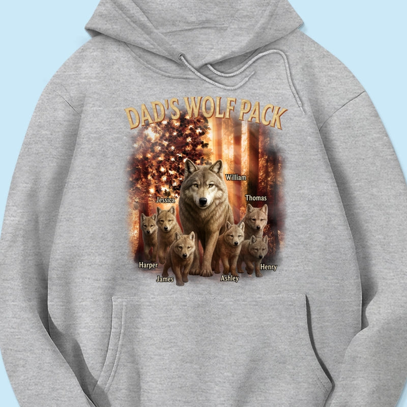 Dad's Wolf Pack Nation Flag Forest Personalized Shirt| Coolest Father's Day Gift For Dad, 4th of July Shirt