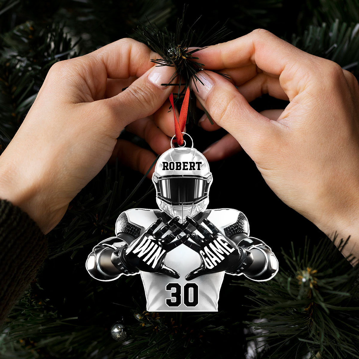 Football Player Football For Life Personalized Acrylic Ornament, 3D Effect Flat Ornament