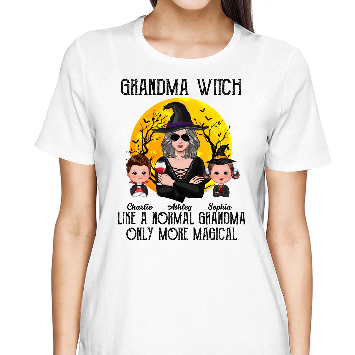 Grandma Witch Halloween Girl Vector Personalized Shirt