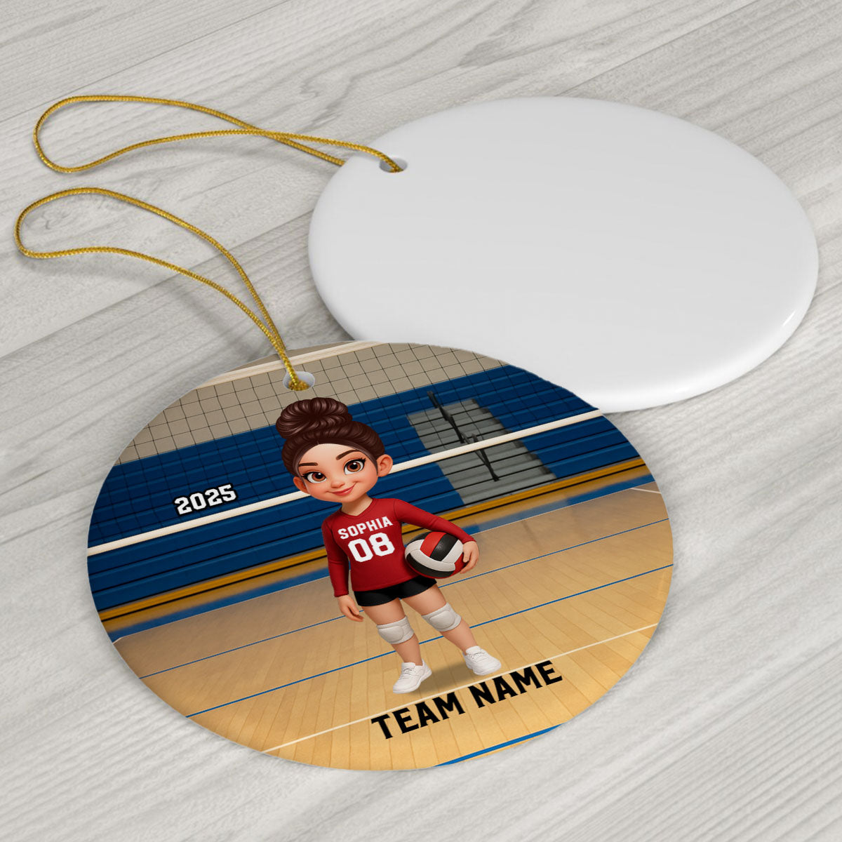 Volleyball Player On The Court - Personalized Ceramic Ornament - Christmas Gift For Volleyball Lovers, School Volleyball Team