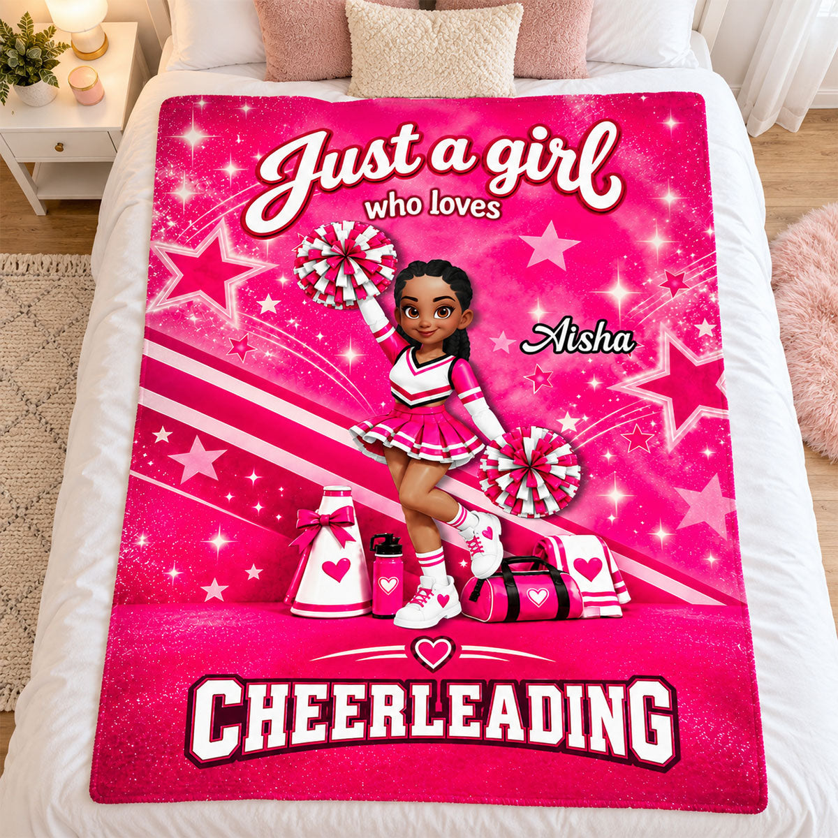 Just A Girl Who Loves Cheerleading - Personalized Fleece Blanket - Christmas Gift For Cheerleaders, Daughter, Granddaughter