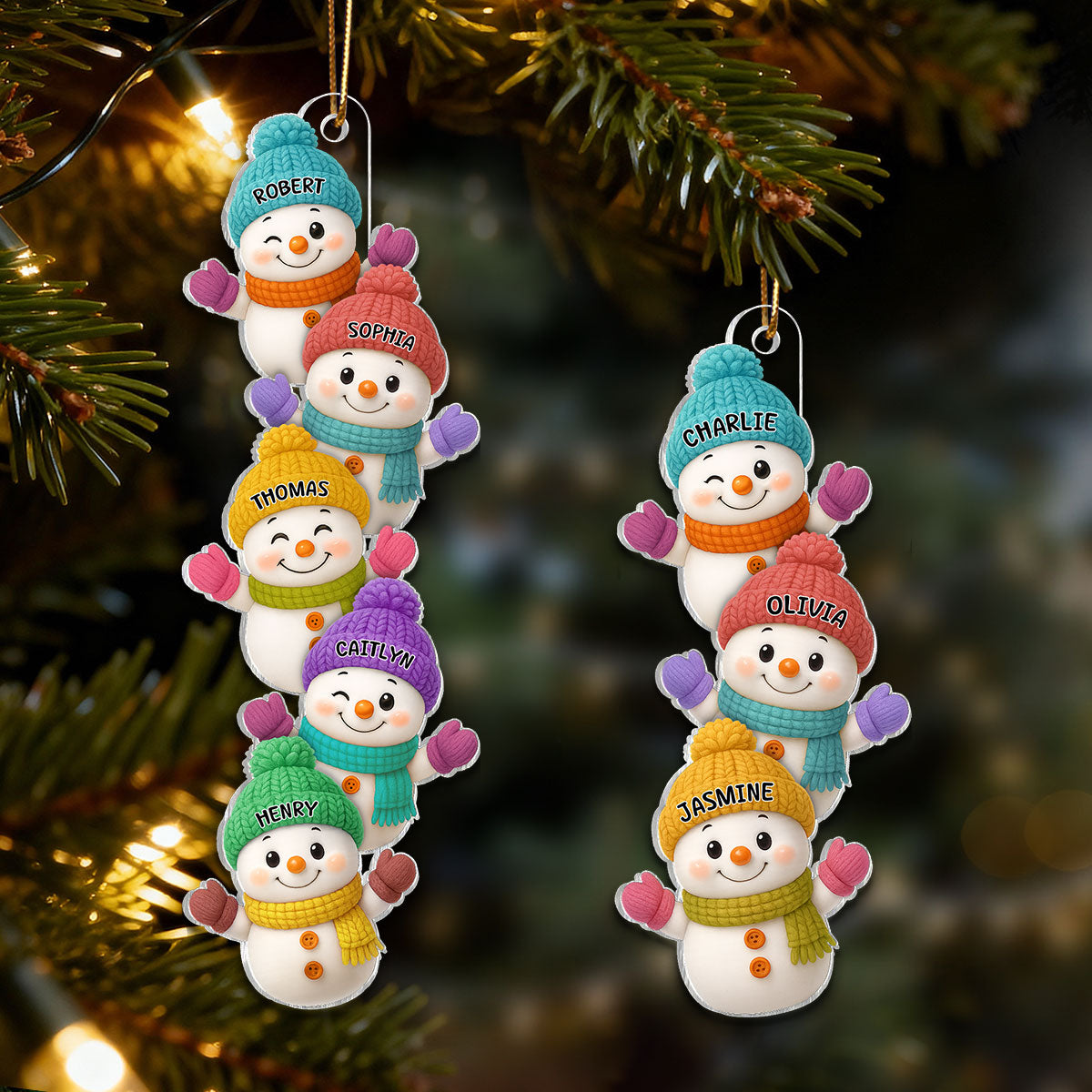 Stacked Snowman Our Grandkids Christmas - Personalized Acrylic Ornament - Gift For Grandparents, Grandkids, Family