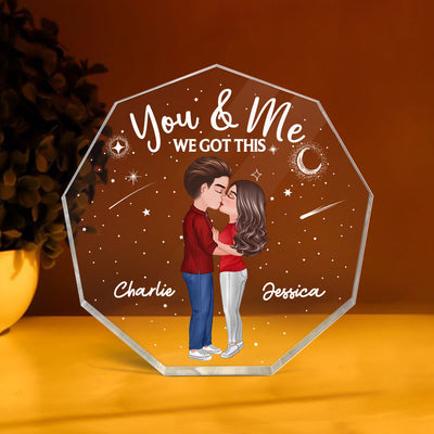 Doll Couple Kissing Personalized Nonagon Acrylic Plaque - Valentine‘s Day Gift - Anniversary Gift For Her - Gift For Him