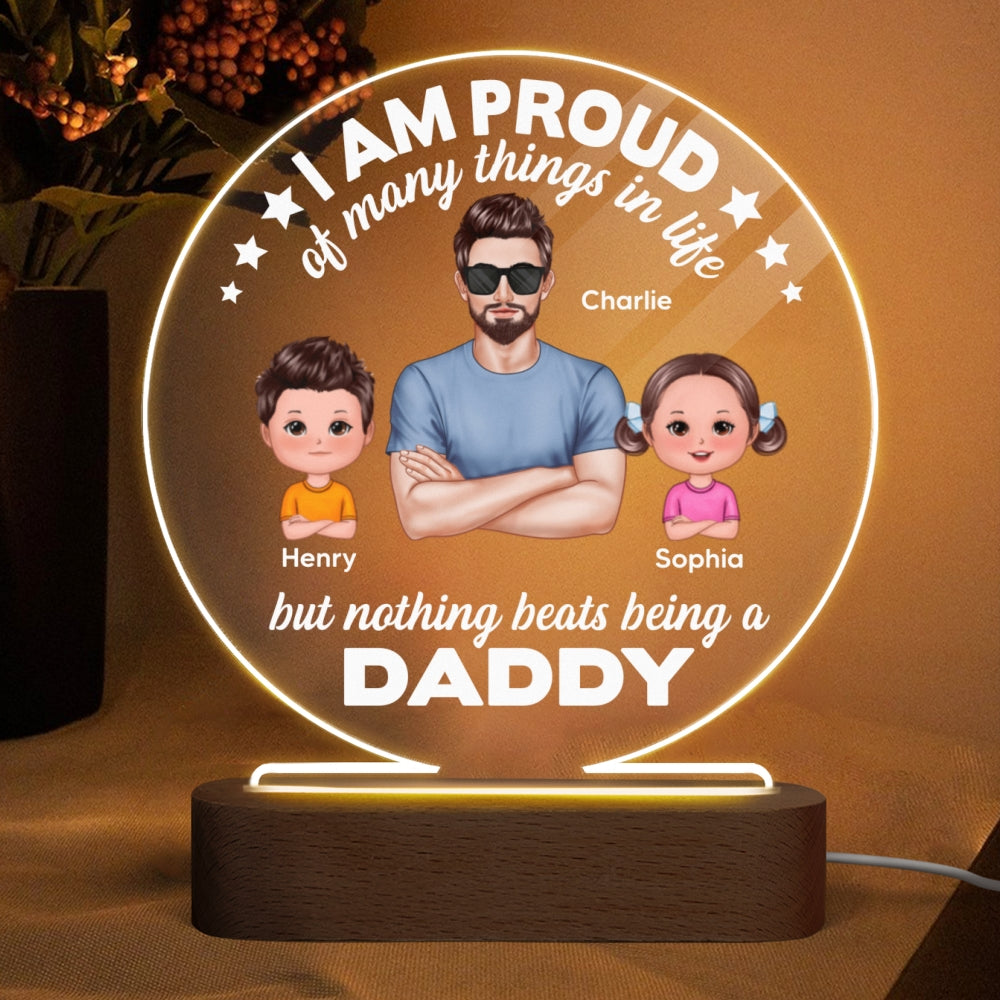 Nothing Beats Being A Grandpa Personalized Circle LED Night Light