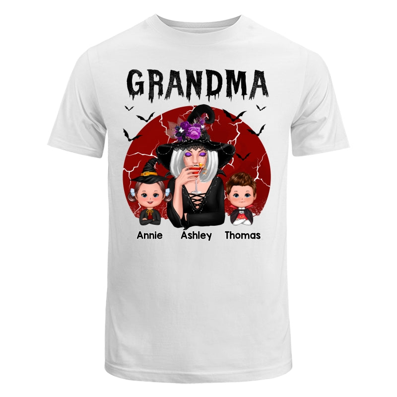 Halloween Cracked Moon Grandma With Grandkids Personalized Shirt